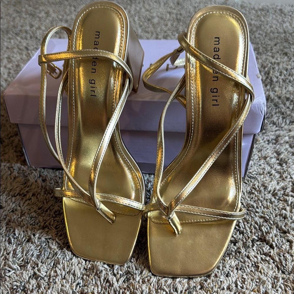 Madden Girl Metallic Gold Strappy Heels